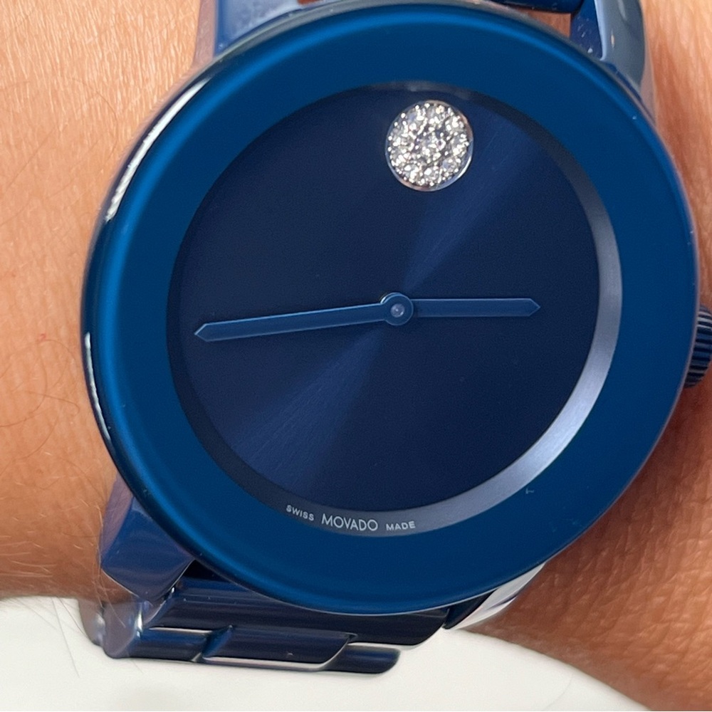 Movado Bold Evolution Quartz Blue Dial Ladies Watch 36mm Monochrome